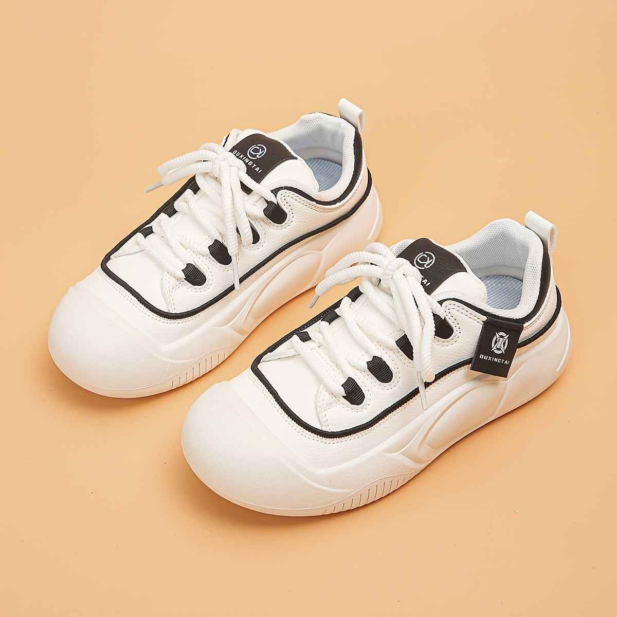 Four Seasons Trendy Ins Shoes for Women, Small Size Height Increase Shoes, Student White Shoes, Thick Sole Board Shoes for Women