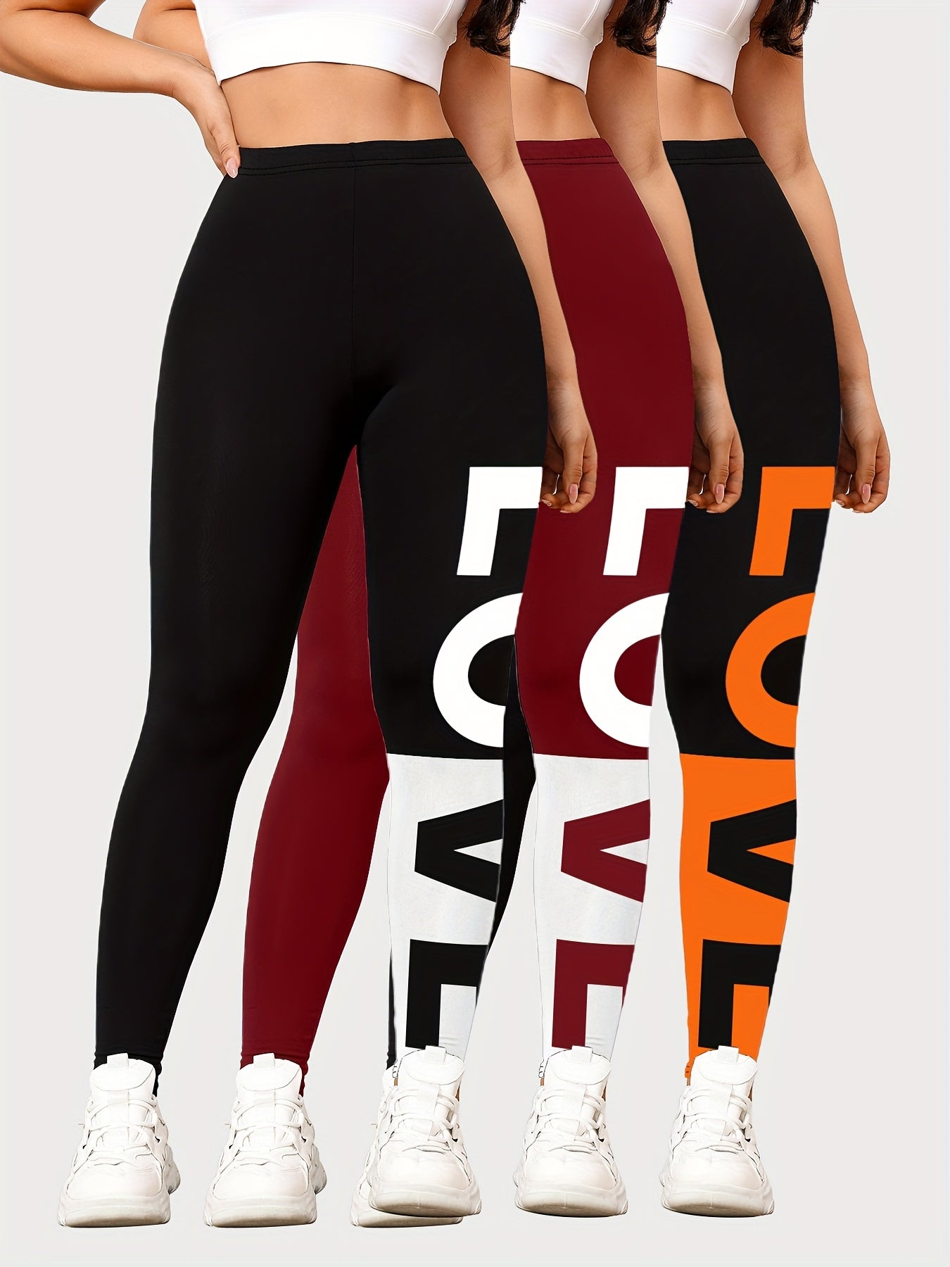 Lot de 3 leggings de course et de yoga taille mi-haute pour femmes - Topdecheztop.fr