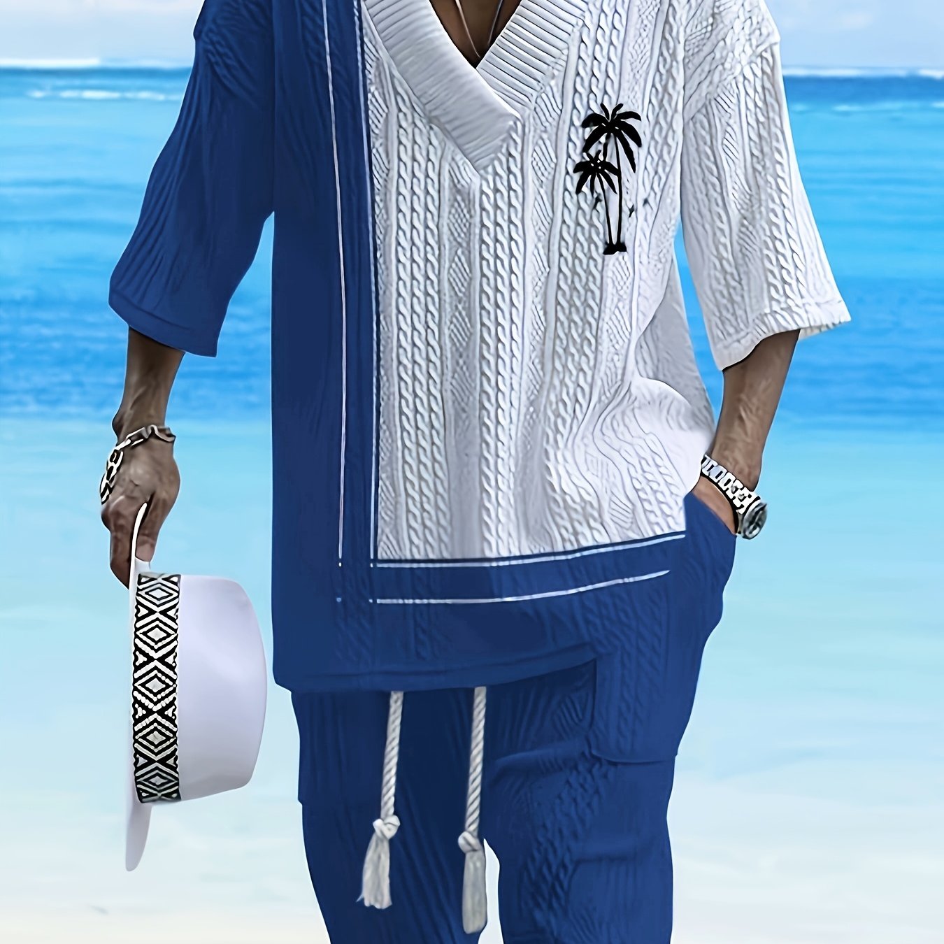 Costume décontracté en jacquard Short ample à manches courtes - Topdecheztop.fr