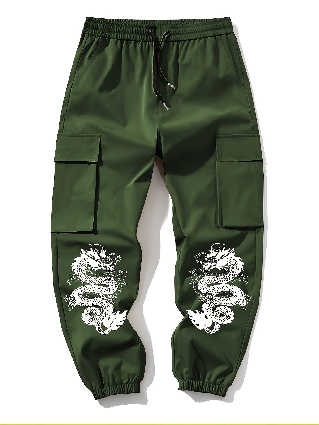 Pantalon cargo tendance à imprimé dragon pour homme