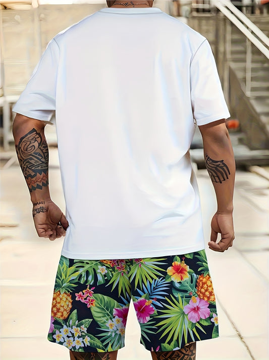 Ensemble t-shirt et short de sport décontractés grande taille pour homme - Topdecheztop.fr