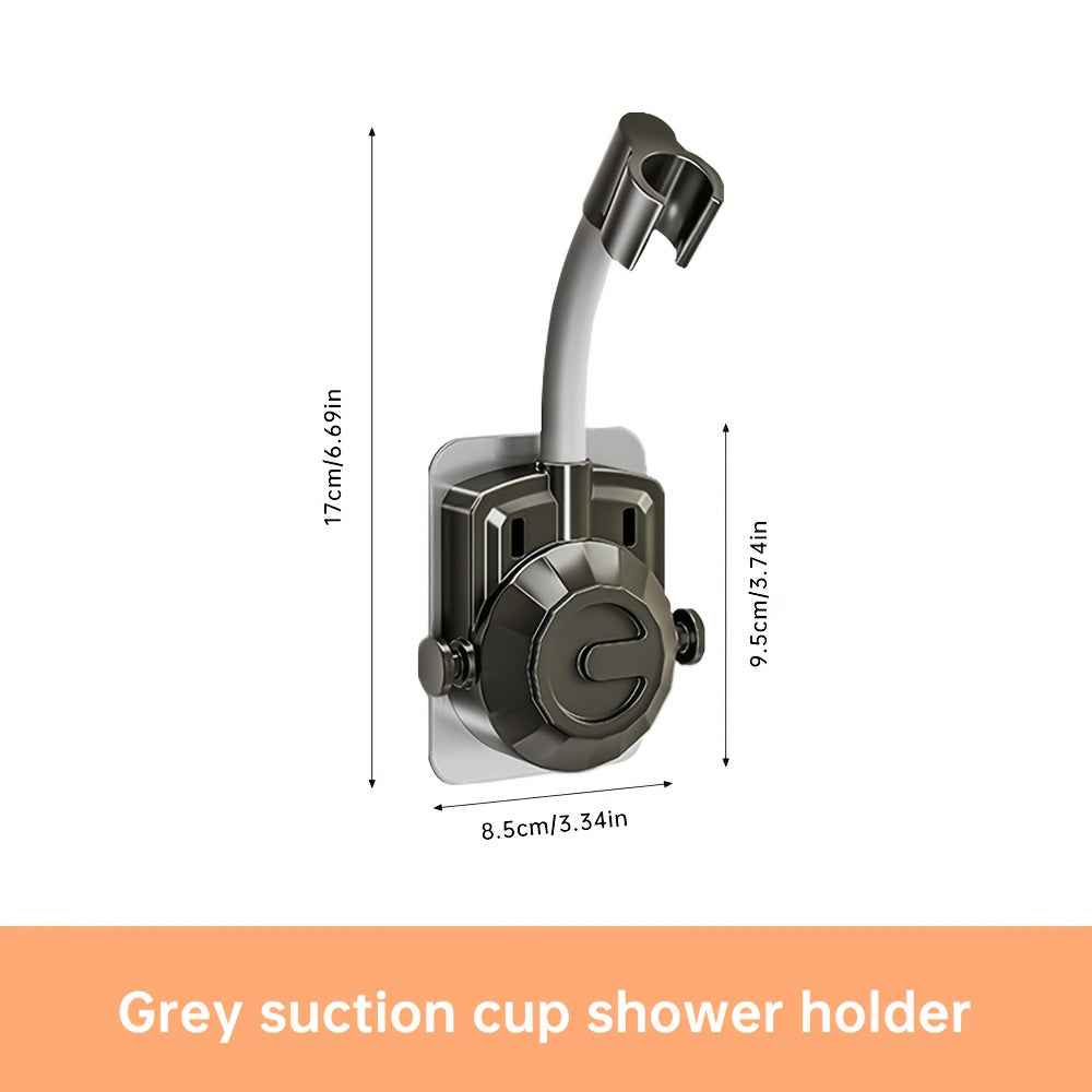 Musurjoy Bathroom Shower System Wall Mounted Showerhead Bracket, Adjustable Angle Showerhead Bracket, Silvery-Black-Gray, No Drill Installation, Wall Mount, Father's Day Gift, New Summer Product