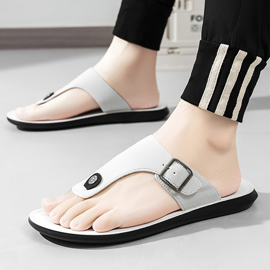 Sandales en PU couleur unie pour homme – Tongs