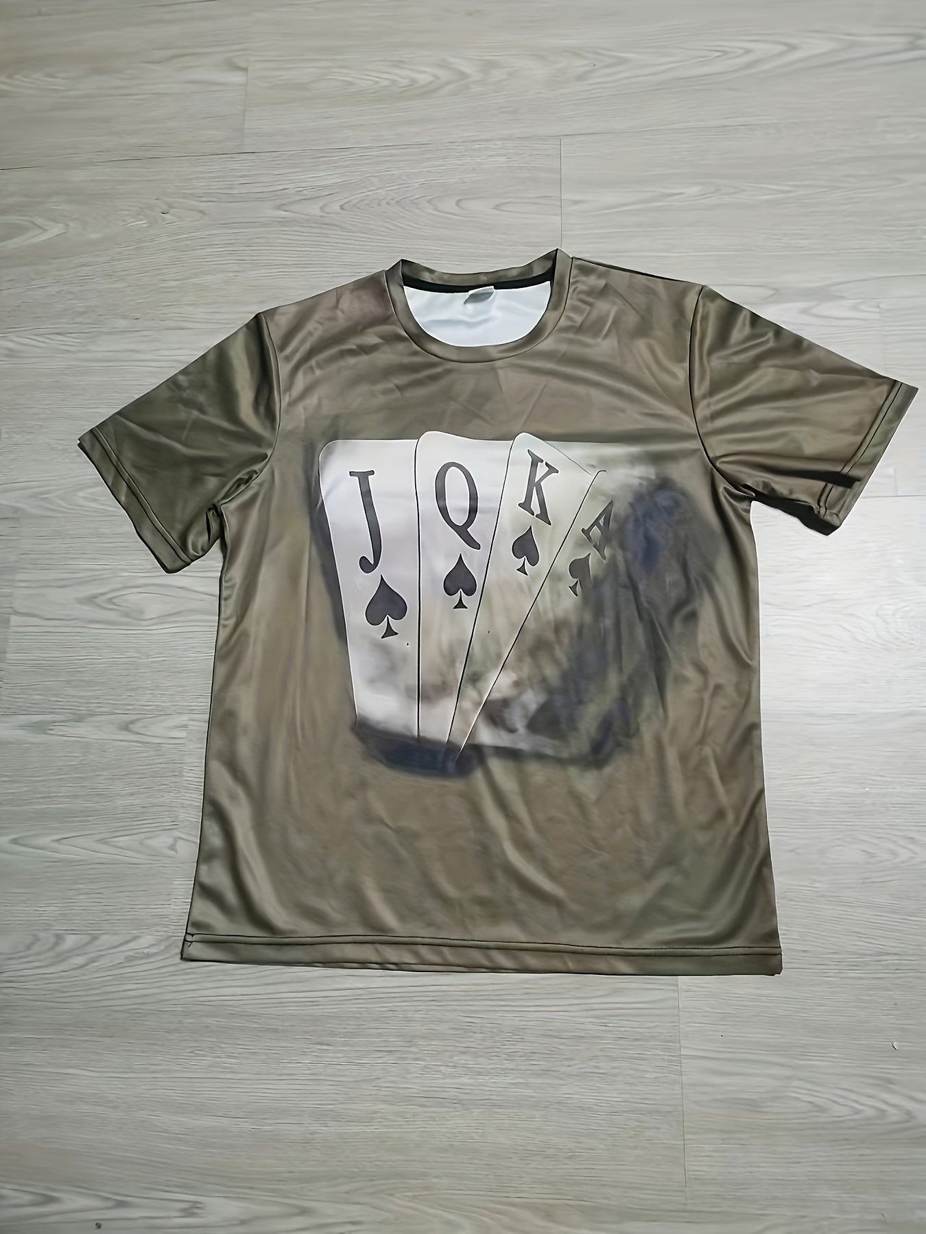 T-shirt élégant à imprimé carte, col rond, décontracté et confortable