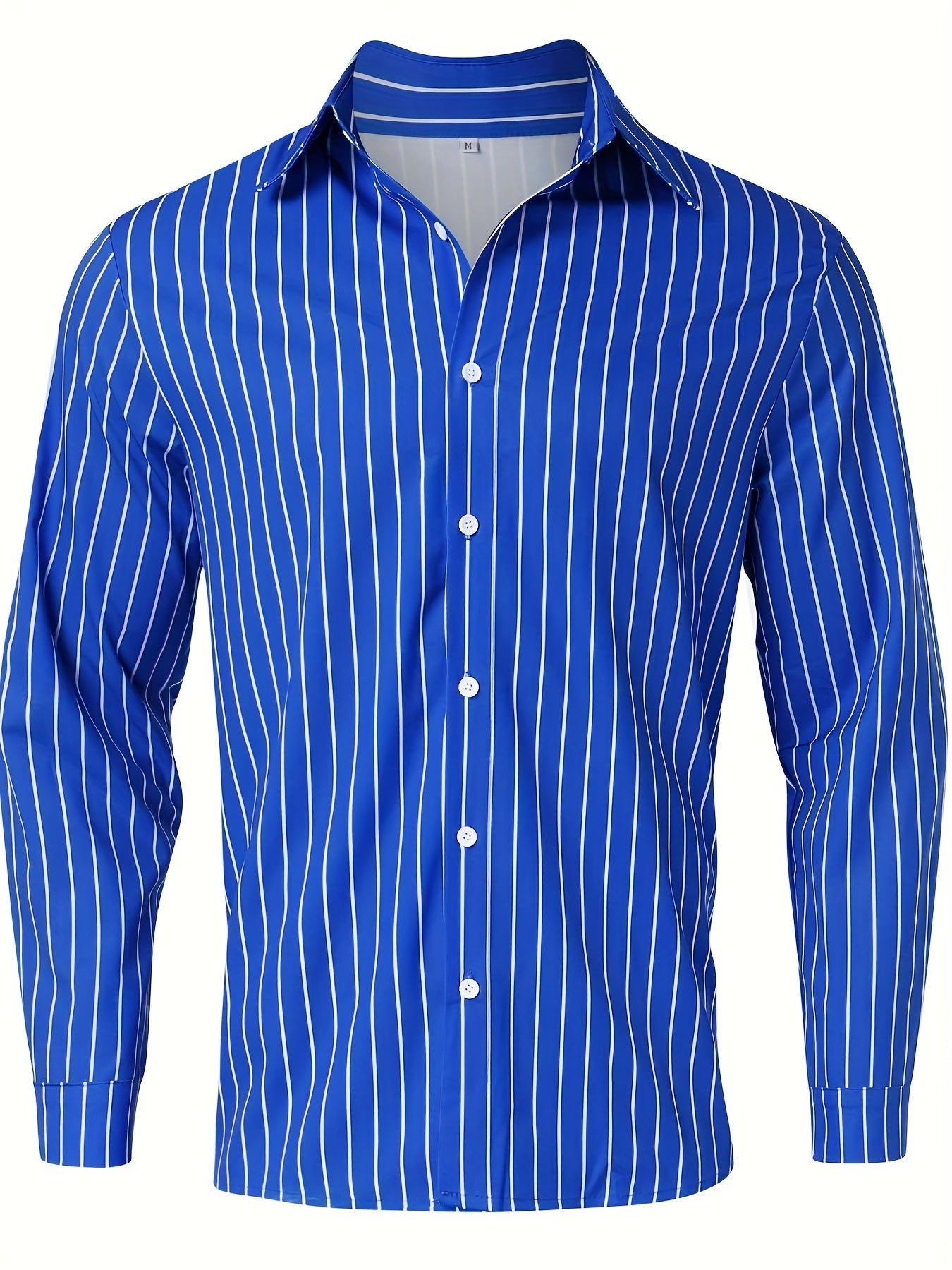 Chemise boutonnée à manches longues et rayures décontractée pour homme