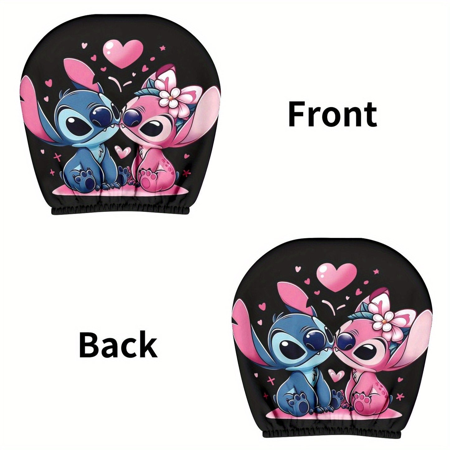 Lot de 2 housses d'appui-tête Disney à motifs Stitch et Lilo