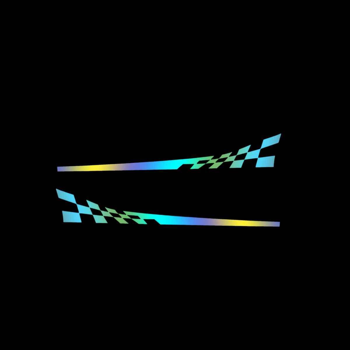 Pair of 196.09cm 'Racing Car Holographic Side Stripe Decals - Waterproof, Self-Adhesive Vinyl Stickers with Checkered Patterns for Vehicle Doors and Windows, Car