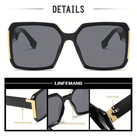 LINFEMAND Lunettes de soleil tendance à grande monture - Topdecheztop.fr