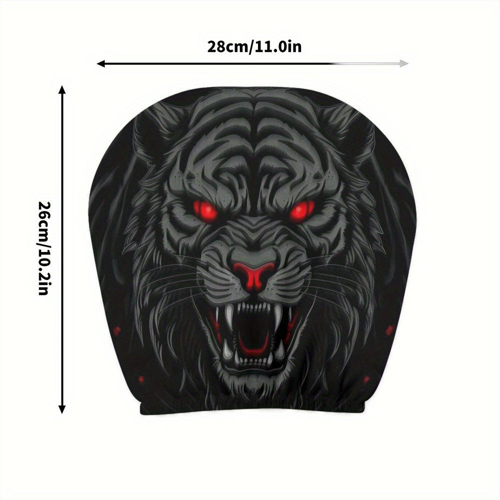 Lot de 2 housses d'appuie-tête de voiture élégantes, motif tigre noir