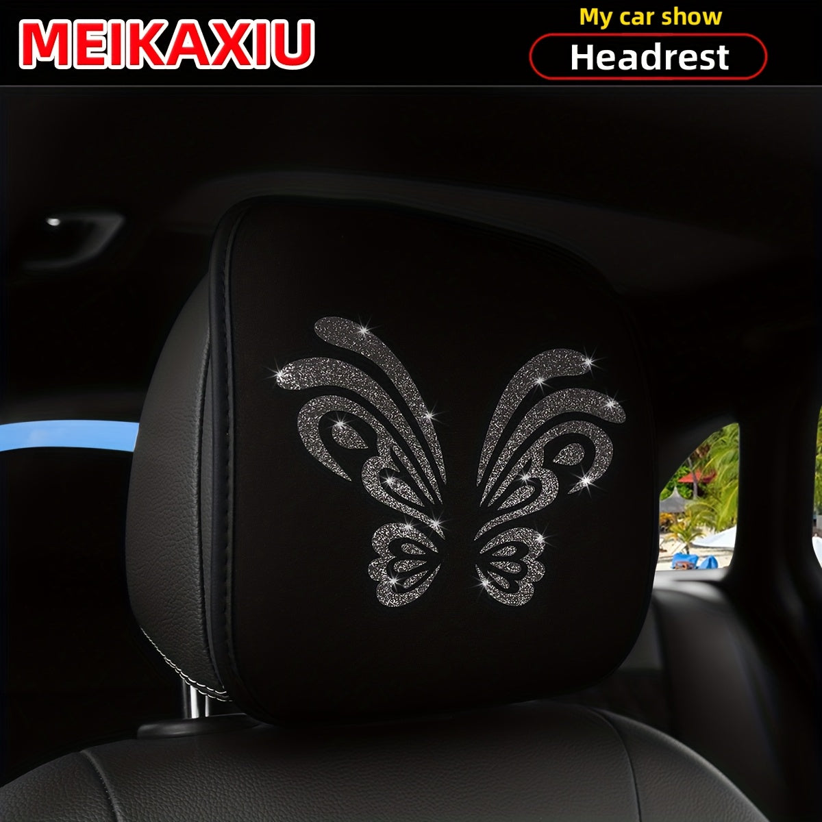 1. Coussin d'appui-tête de voiture confortable et respirant, motif papillon