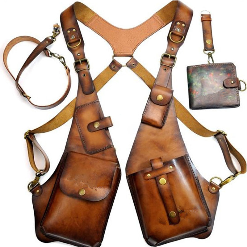 Sac à bandoulière rétro en cuir pour homme