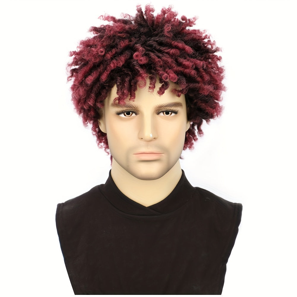 Perruque dreadlocks Saisity pour homme - Perruque synthétique courte afro