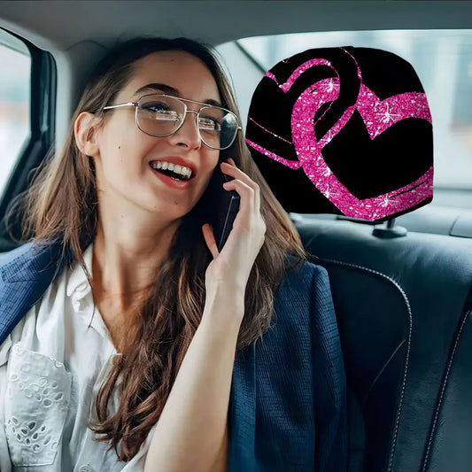 Lot de 2 housses d'appuie-tête de voiture à imprimé amour pailleté