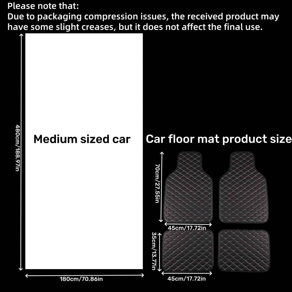 4pcs Heavy-Duty Anti-Slip Car Floor Mats - Full Coverage Driver, Passenger, Rear Seats & Console - PU Leather Non-Slip Surface, Fit for Cars, Trucks, SUVs, Vans - All-Weather Protection, Easy to Clean, Scratch-Resistant Inter