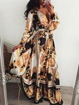 Robe fendue imprimée, col en V - Topdecheztop.fr