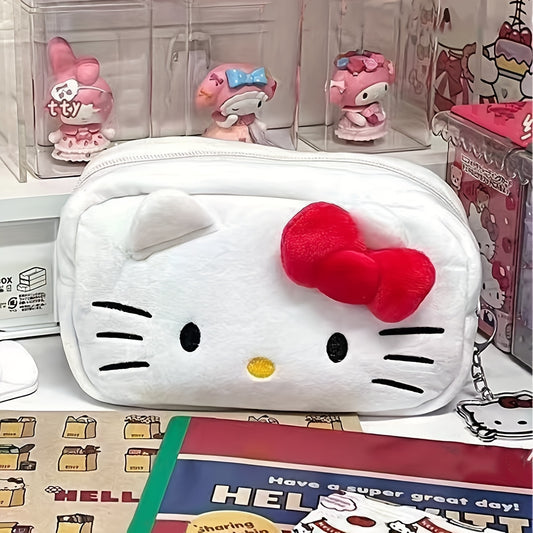 SANRIO Hello Kitty Plush Pencil Case - Cute Large Capacity Cartoon Stationery Organizer, Visually Appealing Makeup Bag for Girls - Topdecheztop.fr