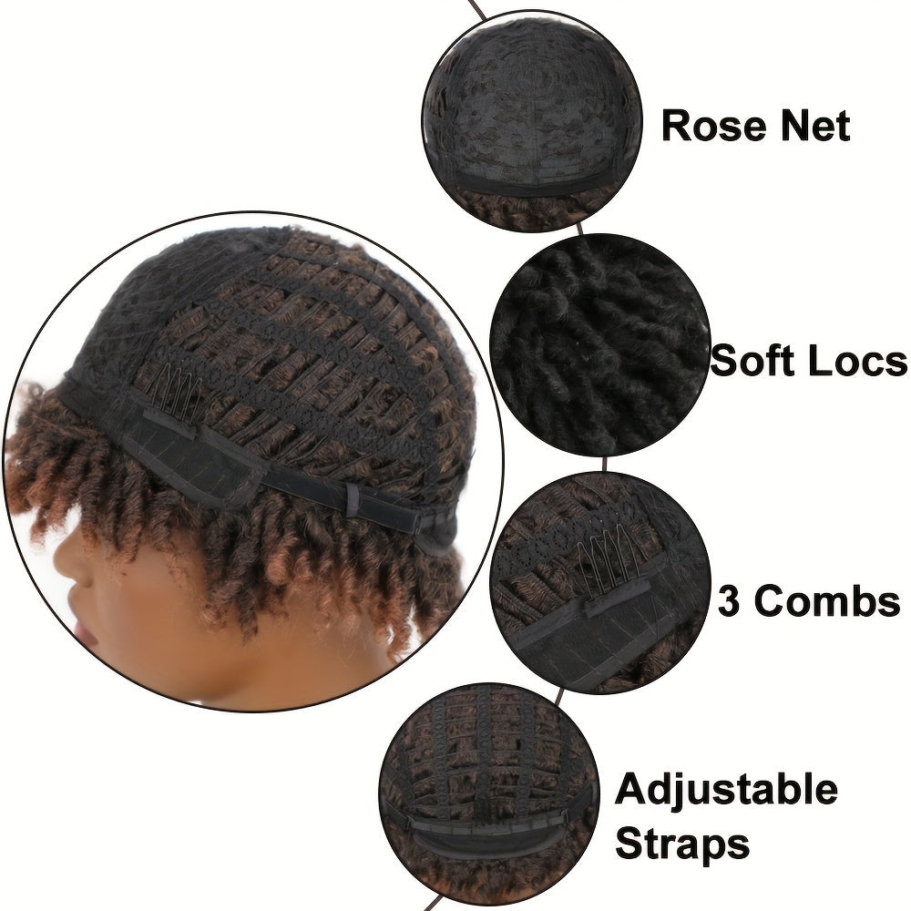 Perruque dreadlocks Saisity pour homme - Perruque synthétique courte afro