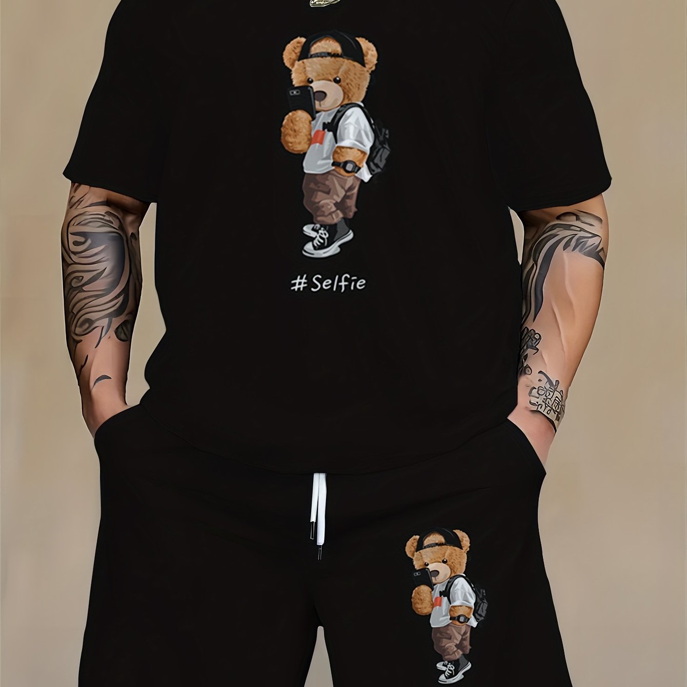 Ensemble t-shirt et short décontractés grande taille pour homme