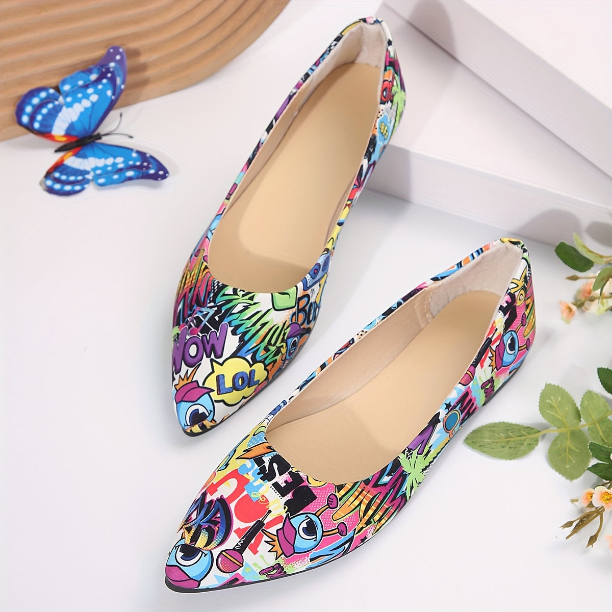 Chaussures plates , imprimé pour femme - Topdecheztop.fr