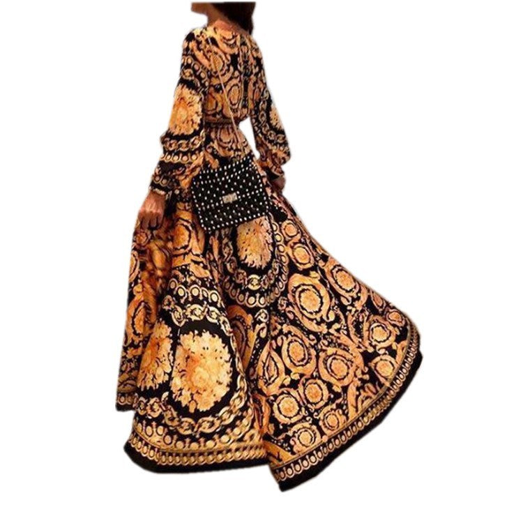 Robe fendue imprimée, col en V - Topdecheztop.fr
