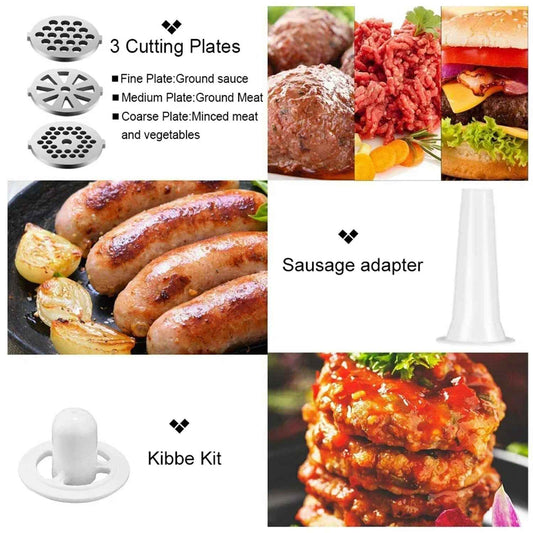 1PC Stainless Steel High Power Electric Meat Grinder, Meat Mincer Machine Household Sausage Maker, Local Warehouse | Powerful Motor, Multi-Plate Grinding, Meat Filler Tool | Russian Italian Sausage Hot Dog Maker