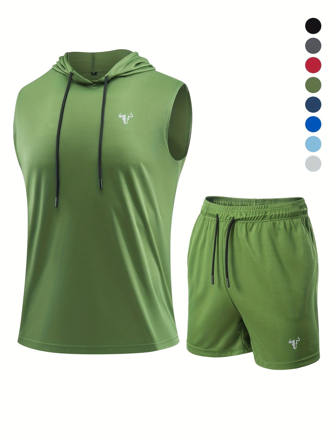 2pcs Men's Casual Sportswear Set, Drawstring Hooded Vest and Soft Comfortable Outdoor Pants, Polyester Knit Fabric - Cool, Breathable, Quick-Dry, Soft & Cozy Multifunctional Gym Wear for Daily Workouts, Running, Cycling, Fish - Topdecheztop.fr