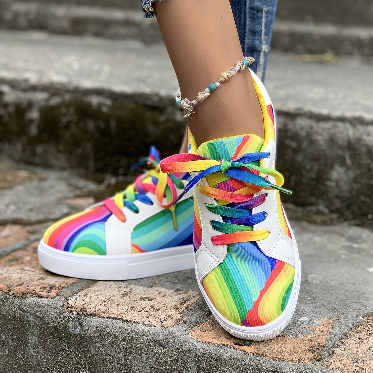 Baskets imprimé coloré pour femmes - Topdecheztop.fr