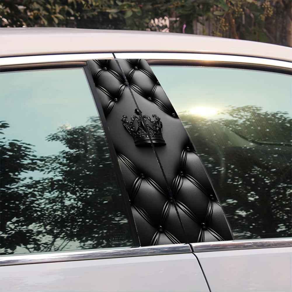 2pcs Crown Design Car Decals - Self-Adhesive Vinyl Stickers with Semi-Matte Finish, Left Side Application for Plastic/Glass/Metal Surfaces, Cartoon Pattern Regal Decor for All Vehicles & Car Models, Car Accessories Stickers,