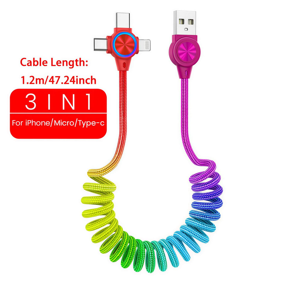 Câble de charge rapide rétractable 3 en 1 - Topdecheztop.fr