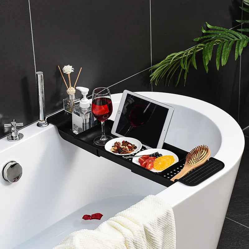 RV Bathtub Rack - Expandable Bathroom Tub Tray with Towel Rack and Bookshelf, Ideal for Camping and Motorhome Bathrooms, Durable Plastic Construction, Versatile Storage Rack|Sleek Bathroom Design|Expandable Rack, Bathroom Acc