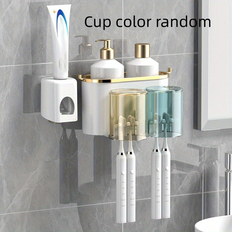 1 porte-brosse à dents mural avec gobelets, support de rangement - Topdecheztop.fr