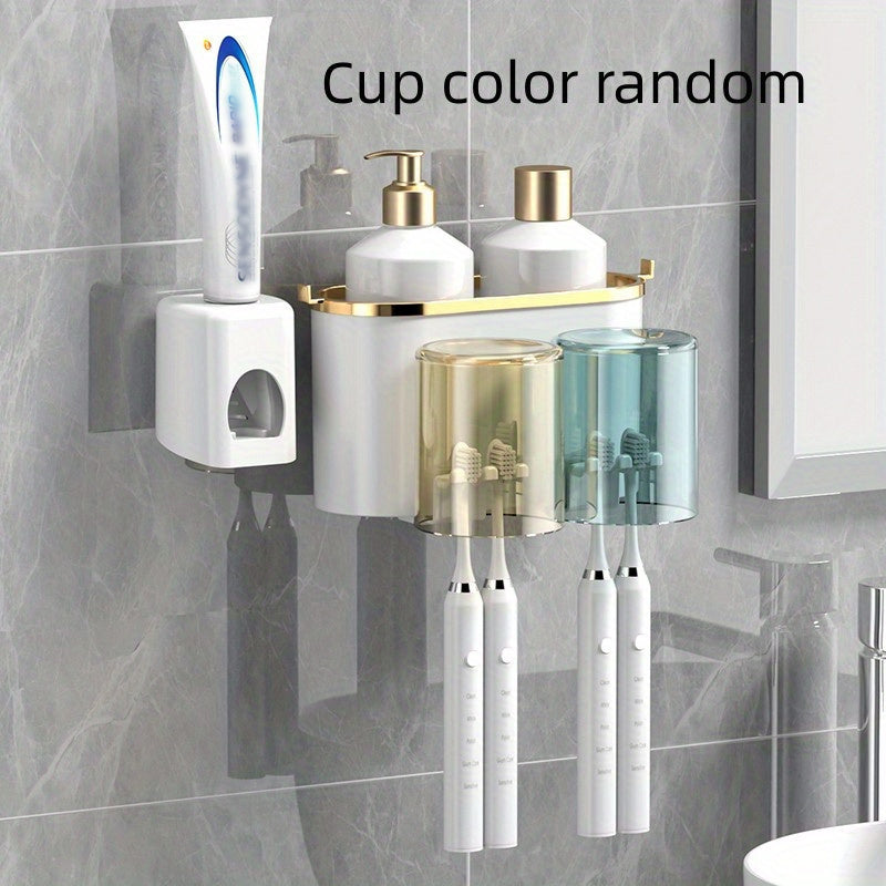 1 porte-brosse à dents mural avec gobelets, support de rangement - Topdecheztop.fr