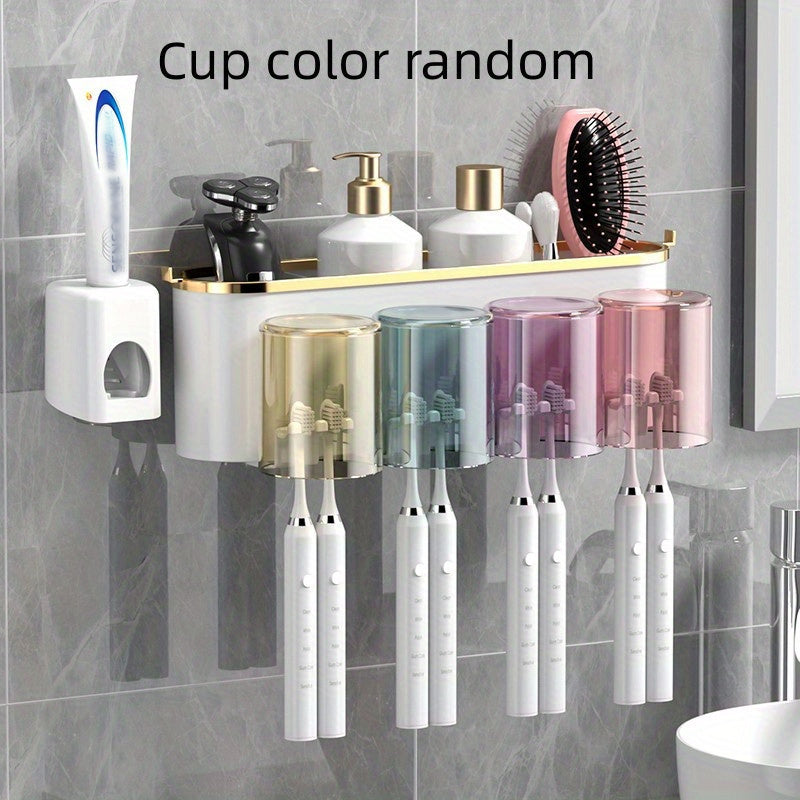 1 porte-brosse à dents mural avec gobelets, support de rangement - Topdecheztop.fr