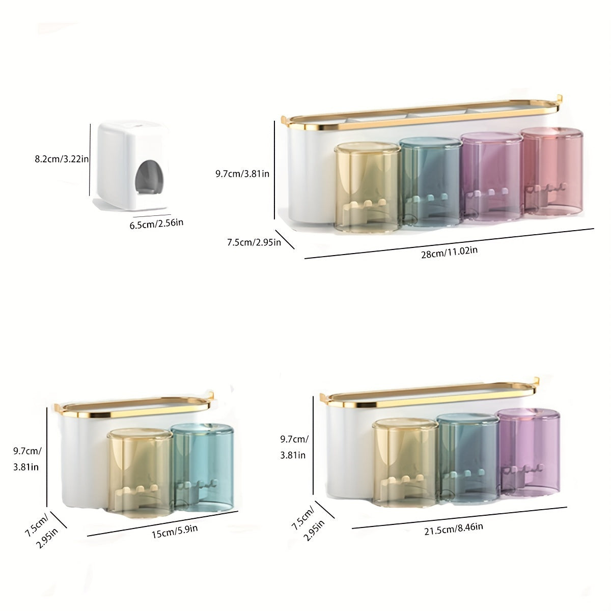 1 porte-brosse à dents mural avec gobelets, support de rangement - Topdecheztop.fr