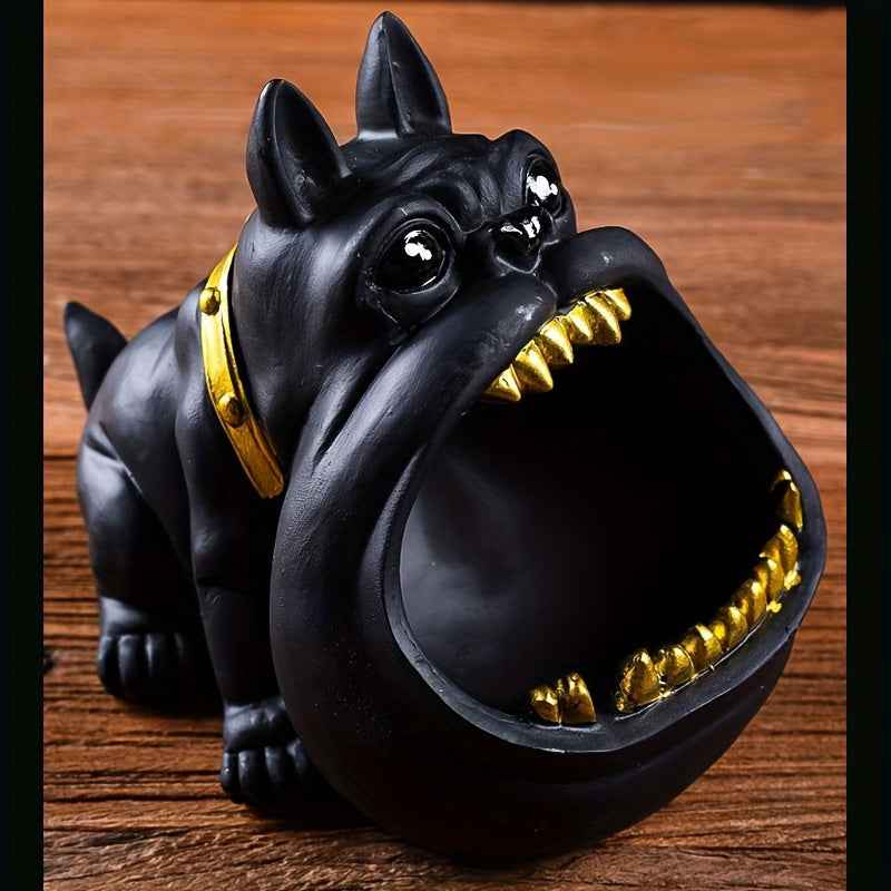 1pc Bully Dog Ashtray Decoration, Key Storage Box, Resin Sculpture Crafts, For Home Room Living Room Office Decor, For Mother's Day Party Spring Graduation School Season Decor Gift
