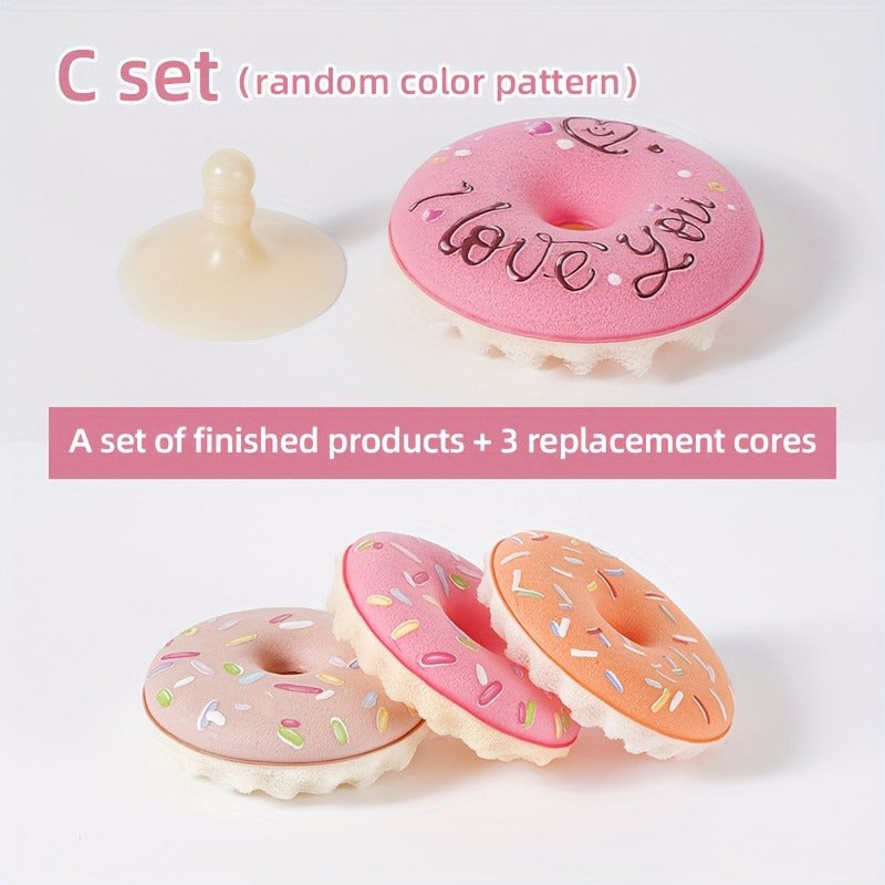 Lot de 5 PCS éponges-brosses, 4 éponges à vaisselle en forme de donut avec 1 ventouse