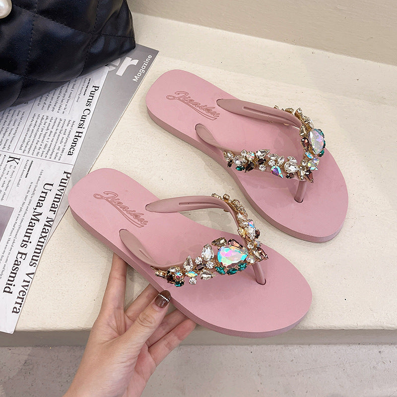 Tongs plates antidérapantes de style bohème pour femmes