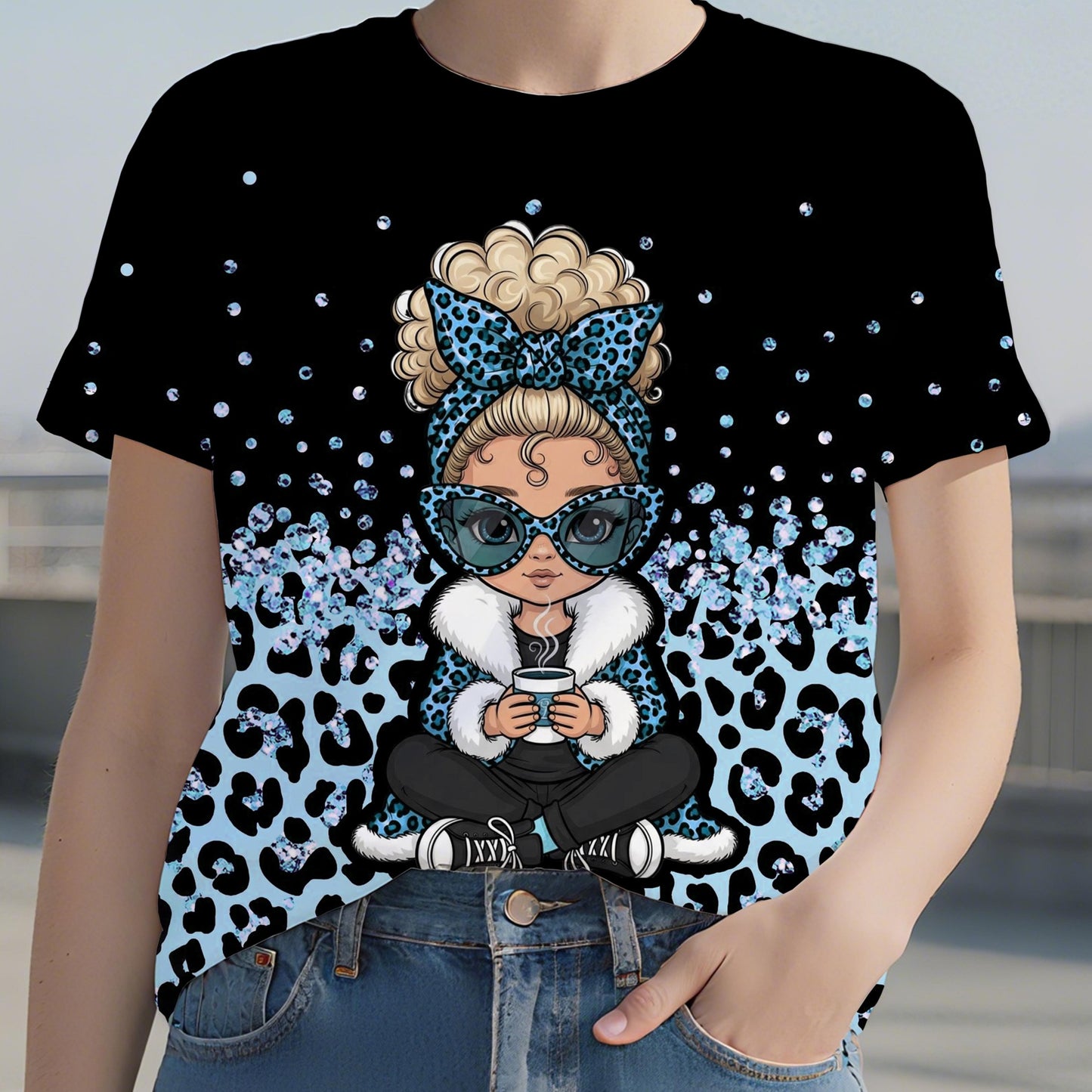 T-shirt à manches courtes et col rond pour femme