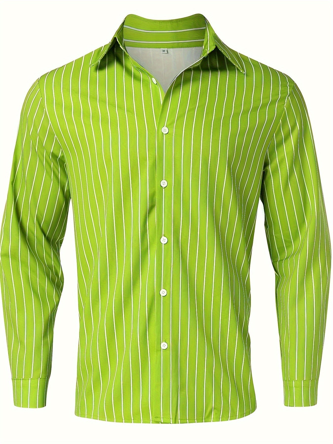 Chemise boutonnée à manches longues et rayures décontractée pour homme