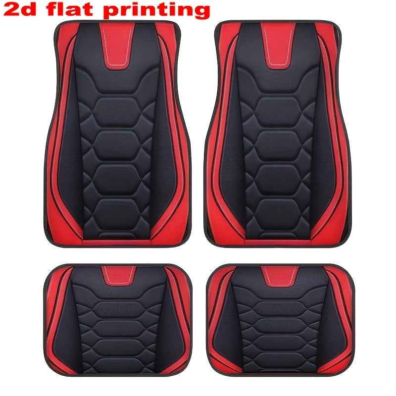 2D Flat Printing | 2Dflat 4pcs Universal Size Polyester Car Floor Set, New Muscle Print, Non-3D, Non-Slip, with Universal Driving Position, Suitable for All Occasions