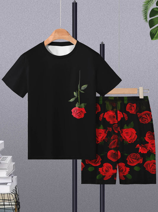 Ensemble t-shirt et short d'été imprimés en 3D pour hommes - Topdecheztop.fr