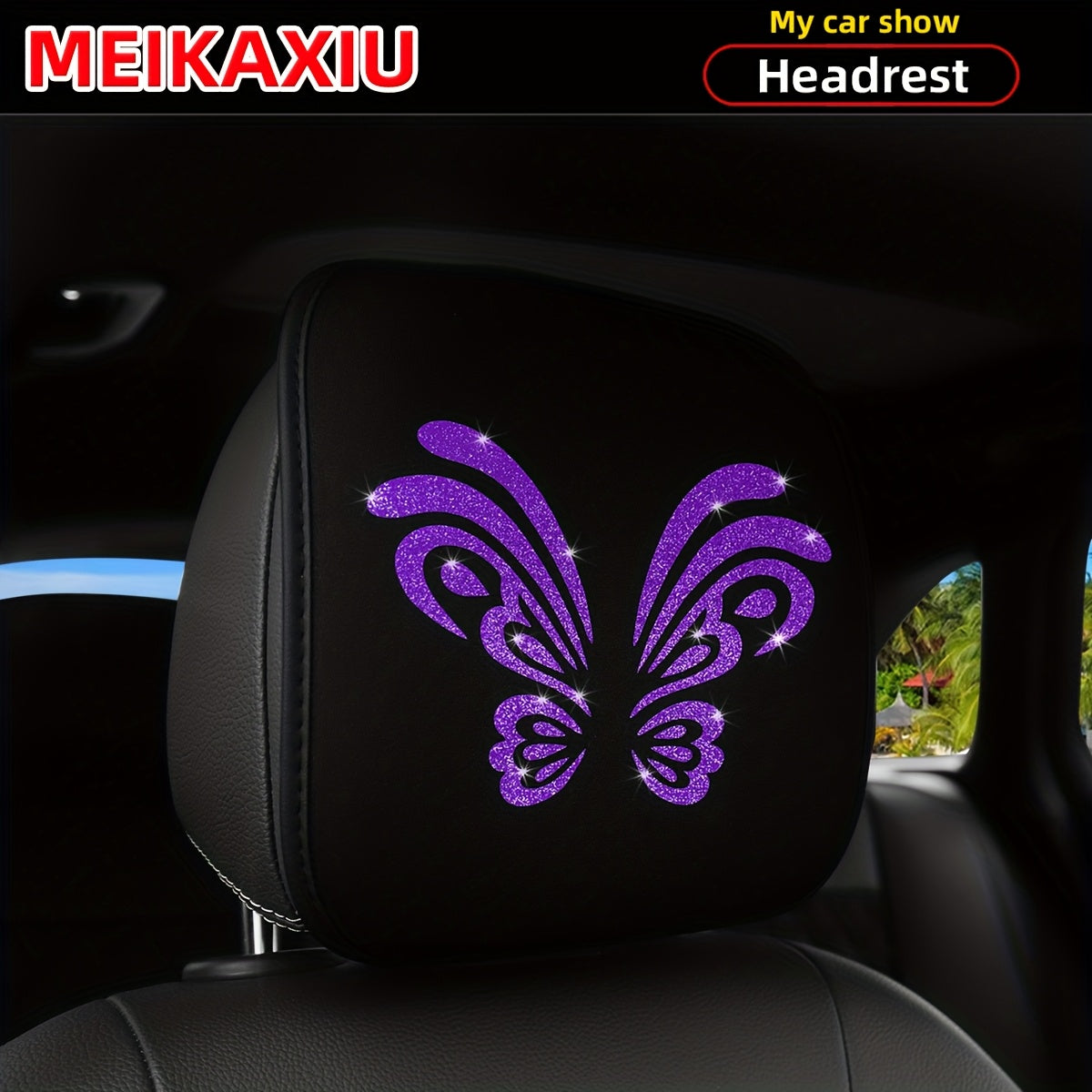1. Coussin d'appui-tête de voiture confortable et respirant, motif papillon