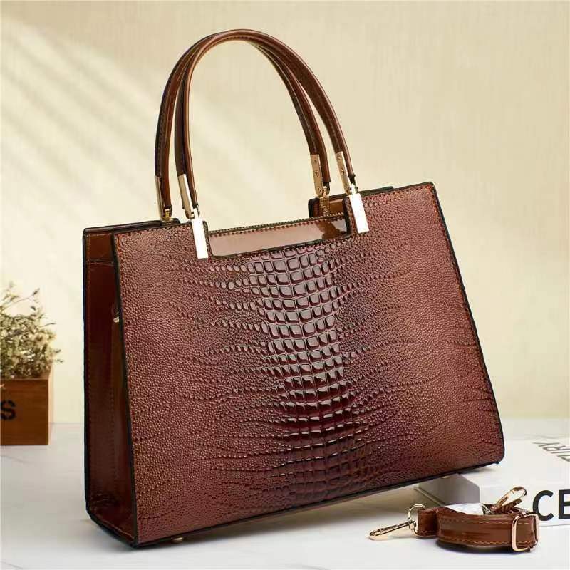 Sac à main à bandoulière motif crocodile pour femme