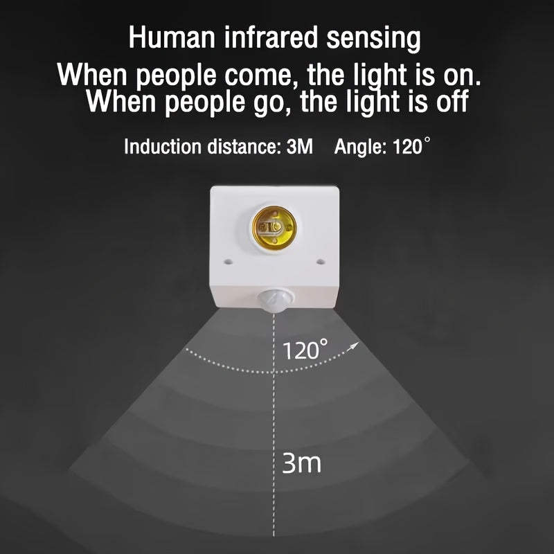 Douille à détecteur de mouvement avec adaptateur E27 - Interrupteur à capteur infrarouge, marche/arrêt automatique