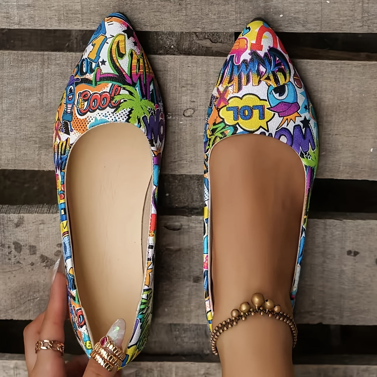 Chaussures plates , imprimé pour femme - Topdecheztop.fr