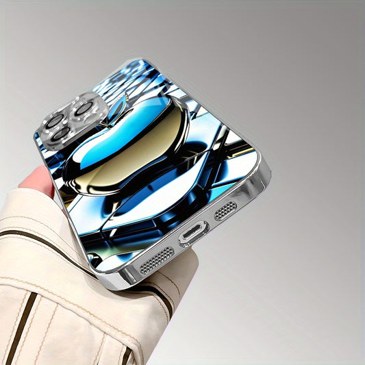 Coque de téléphone en TPU électroplaqué, motif Apple métallisé dégradé bleu