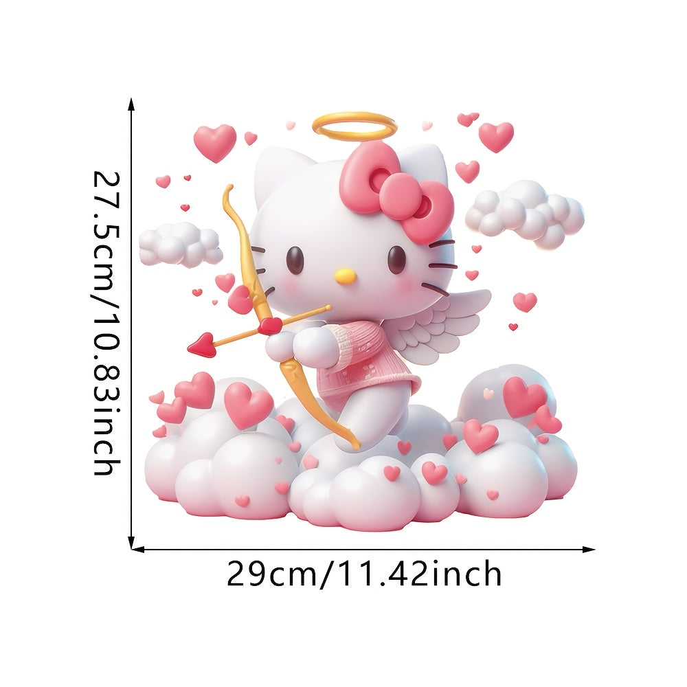 1pc Sanrio Hello Kitty Valentine's Day Toilet Sticker - Waterproof Self-Adhesive Bathroom Decal with Love Hearts & Arrows, Cute Cartoon Design for Home Decor - Topdecheztop.fr