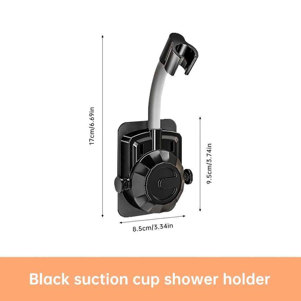 Musurjoy Bathroom Shower System Wall Mounted Showerhead Bracket, Adjustable Angle Showerhead Bracket, Silvery-Black-Gray, No Drill Installation, Wall Mount, Father's Day Gift, New Summer Product