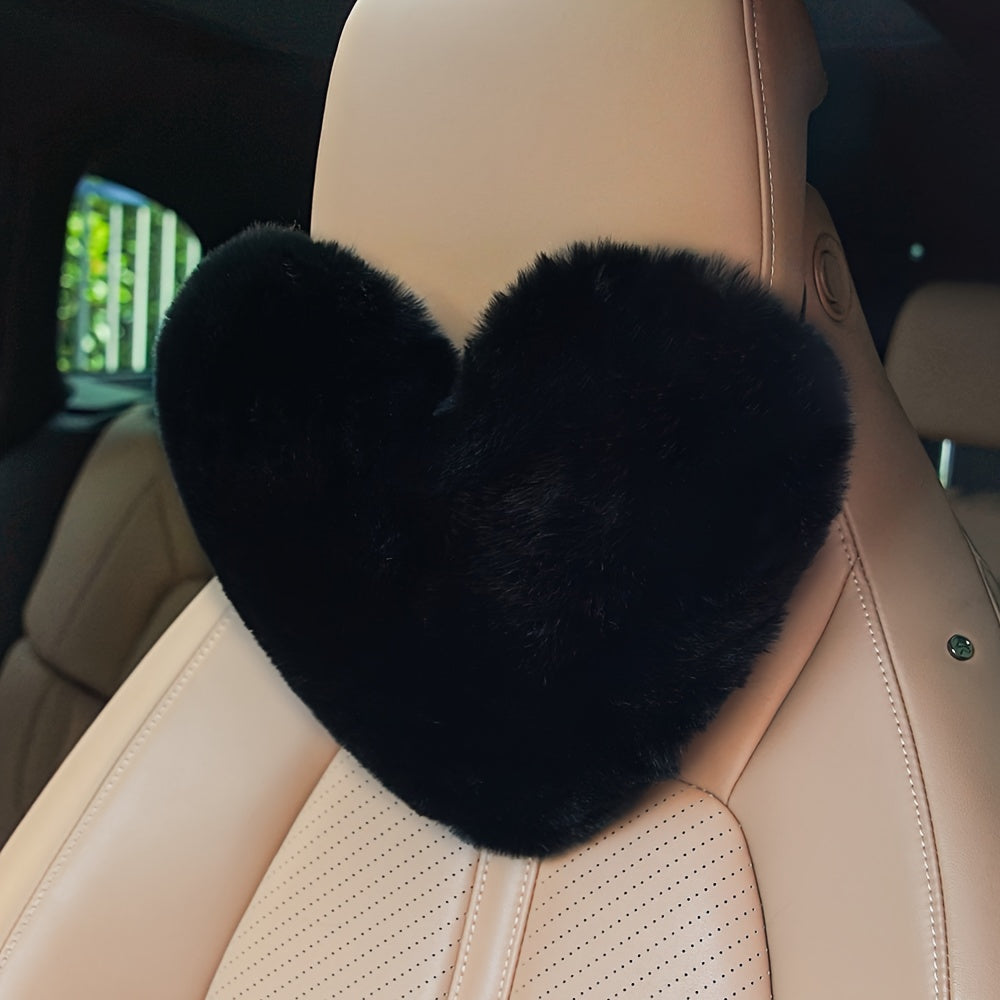 Appuie-tête de voiture (2 pièces), coussin en peluche en forme de cœur