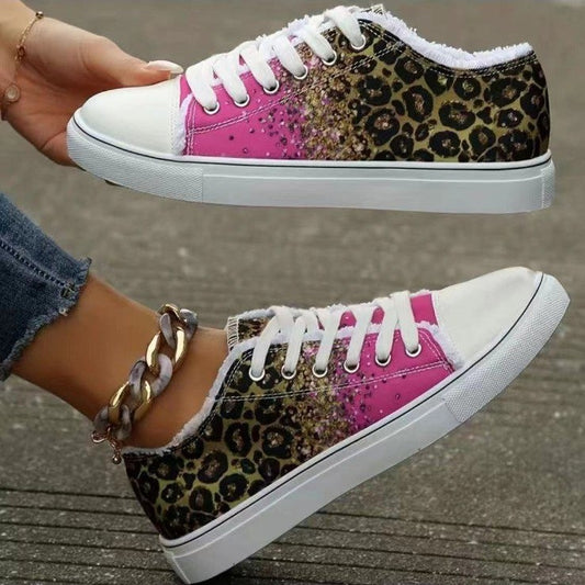 Chaussures décontractées en toile à imprimé léopard dégradé
